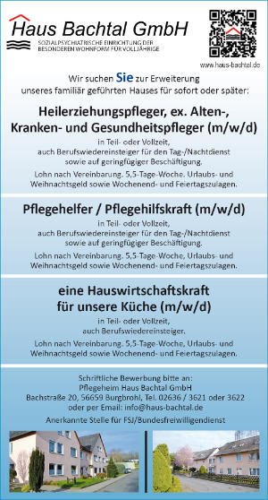 Stellenangebote Heilerziehungs-, Alten-, Kranken- und Gesundheitspfleger, Pflegehelfer / Pflegehilfskraft, Hauswirtschaftskraft